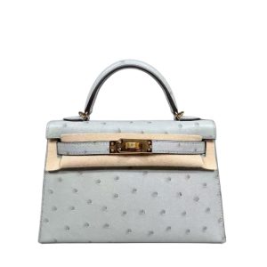 Hermès Kelly Sellier 20 Blue Glacier 8U Ostrich 2023 B