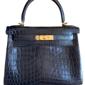 Hermès Kelly  28 Black 89 Niloticus Crocodile Matt 2023 U