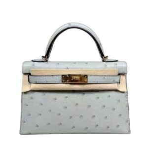 Hermès Kelly  20 Blue Glacier 8U Ostrich 2023 B