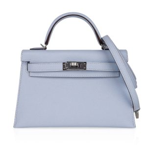 Hermès Kelly Sellier 20 Blue Brume T0 Epsom 2021 Z