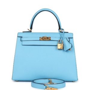 Hermès Kelly Sellier 25 Blue Celeste 7N Epsom 2022 U