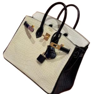 Hermès Birkin HSS & Bicolor 25 Black 89, Vanille Y1 Alligator Matt 2022 U