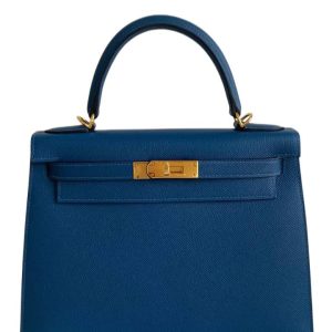 Hermès Kelly Sellier 28 Blue Deep S4 Epsom 2024 W