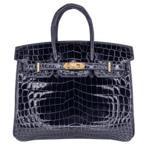 Hermès Birkin  25 Blue Indigo 76 Niloticus Crocodile Shiny 2016 X