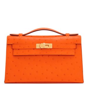 Hermès Kelly Pochette Orange Tangerine 5K Ostrich 2015 T