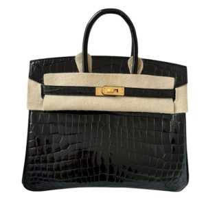 Hermès Birkin  25 Black 89 Niloticus Crocodile Shiny 2021 Z