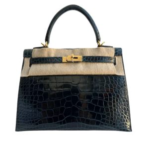 Hermès Kelly Sellier 25 Vert Rousseau V0 Alligator Shiny 2024 B
