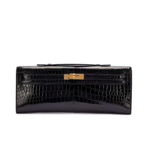 Hermès Kelly Cut Black 89 Porosus Crocodile Shiny 2024 W
