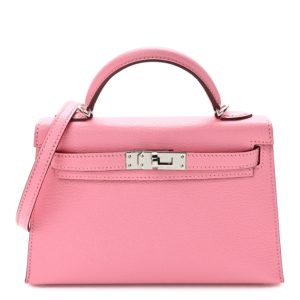 Hermès Kelly Sellier 20 Rose Confetti 1Q Chevre Myzore 2021 Z