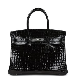 Hermès Birkin  30 Black 89 Niloticus Crocodile Shiny 2009 M