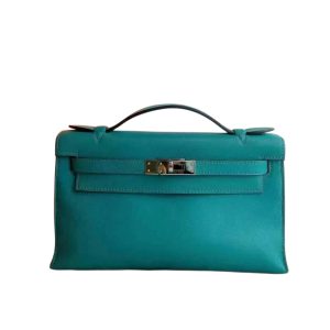 Hermès Kelly Pochette Blue Paon  7F Swift 2016 X