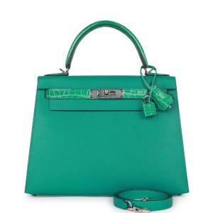 Hermès Kelly Bicolor & Touch 25 Vert Jade O6, Vert Veronese 6H Alligator Shiny, Madame 2023 B
