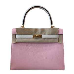 Hermès Kelly HSS & Bicolor 25 Nata I2, Rose Sakura 3Q Chevre Myzore 2023 B