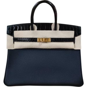 Hermès Birkin  25 Black 89 Togo, Niloticus Crocodile Shiny 2018 C