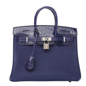 Hermès Birkin Touch 25 Blue Encre M3, Caban 3Y Epsom, Alligator Shiny 2024 W