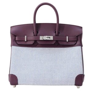 Hermès Birkin Quadrille 25 Cassis N5, Mauve Pale 09 Toile, Swift 2024 W