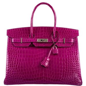 Hermès Birkin  35 Rose Scheherazade J5 Porosus Crocodile Shiny 2012 P