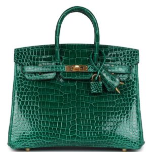 Hermès Birkin  25 Vert Emerald 6Q Porosus Crocodile Shiny 2020 Y