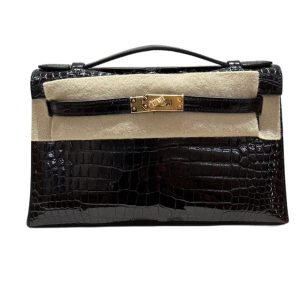 Hermès Kelly Pochette Black 89 Niloticus Crocodile Shiny 2024 U