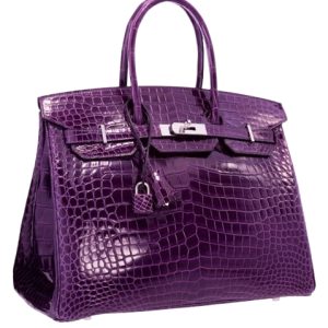 Hermès Birkin  35 Amethyst 9G Porosus Crocodile Shiny 2011