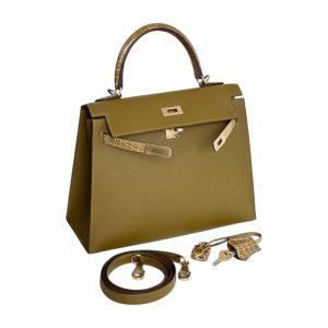 Hermès Kelly Touch 25 Bronze Dore  U8 Madame, Niloticus Crocodile Shiny 2021 Z