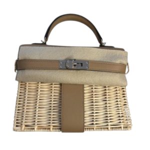 Hermès Kelly Picnic 20 Chai 0M Swift, Wicker 2024 W
