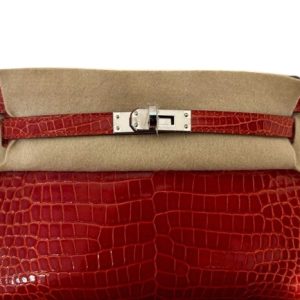 Hermès Kelly Pochette Sanguine 9M Porosus Crocodile Shiny 2023 B