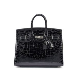 Hermès Birkin Sellier 25 Black 89 Porosus Crocodile Shiny 2024 Z