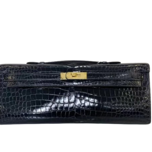 Hermès Kelly Cut Blue Marine 78 Porosus Crocodile Shiny 2016 X