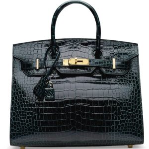 Hermès Birkin Sellier 25 Vert Rousseau V0 Porosus Crocodile Shiny 2024 U