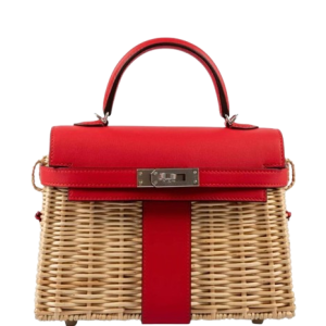 Hermès Kelly Picnic 20 Rouge Coeur S3 Swift, Osier 2024 W