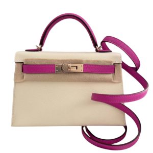 Hermès Kelly Sellier & Bicolor 20 Craie  10, Rose Poupre L3 Epsom 2024 B
