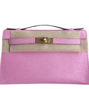 Hermès Kelly Pochette Bubblegum L4 Lizard 2022 Z