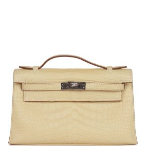 Hermès Kelly Pochette Vanille Y1 Alligator Matt 2024 W