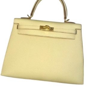 Hermès Kelly Sellier 25 Jaune Poussin 1Z Epsom 2021 Z