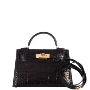 Hermès Kelly Sellier 20 Black 89 Alligator Shiny 2024 W