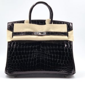 Hermès Birkin  25 Black 89 Niloticus Crocodile Shiny 2024 B