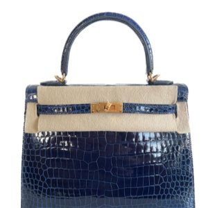 Hermès Kelly  25 Blue Saphir T7 Niloticus Crocodile Shiny 2024 B