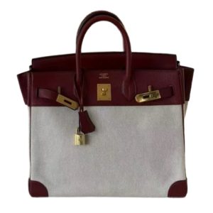 Hermès Birkin HAC 32 Rouge H 55 Chevre Myzore, Toile 2000 D