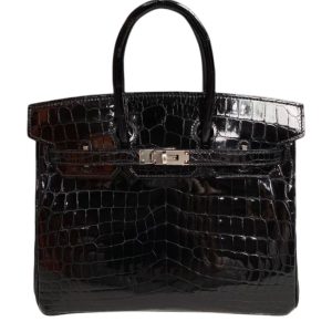 Hermès Birkin  25 Black 89 Niloticus Crocodile Shiny 2023 B