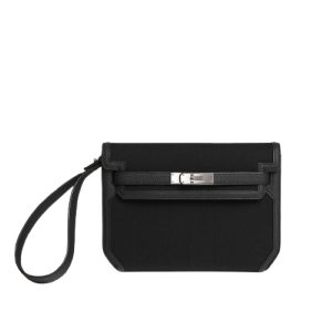 Hermès Kelly Depeche Black 89 Toile, Swift 2024 W