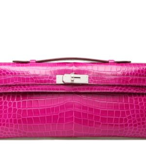 Hermès Kelly Cut Rose Scheherazade J5 Porosus Crocodile Shiny 2011