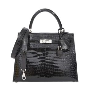 Hermès Kelly Sellier 25 Black 89 Alligator Shiny 2024 W