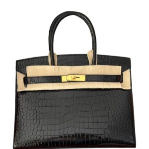 Hermès Birkin Sellier 30 Black 89 Porosus Crocodile Shiny 2024 W
