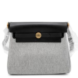Hermès Herbag  Mini Black 89, Ecru Vache Hunter, Toile 2025 W