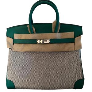 Hermès Birkin  25 Vert Vertigo U4 Toile, Swift 2024 W