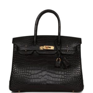 Hermès Birkin  30 Black 89 Alligator Matt 2007 K