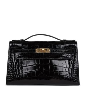 Hermès Kelly HSS & Pochette & Verso Black 89, Magnolia 9I Alligator Shiny 2024 W