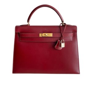 Hermès Kelly Sellier 32 Rouge H 55 Box 1992 V