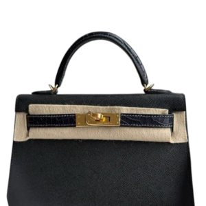 Hermès Kelly Bicolor & Touch 20 Black 89, Blue Marine 78 Madame, Alligator Matt 2024 W